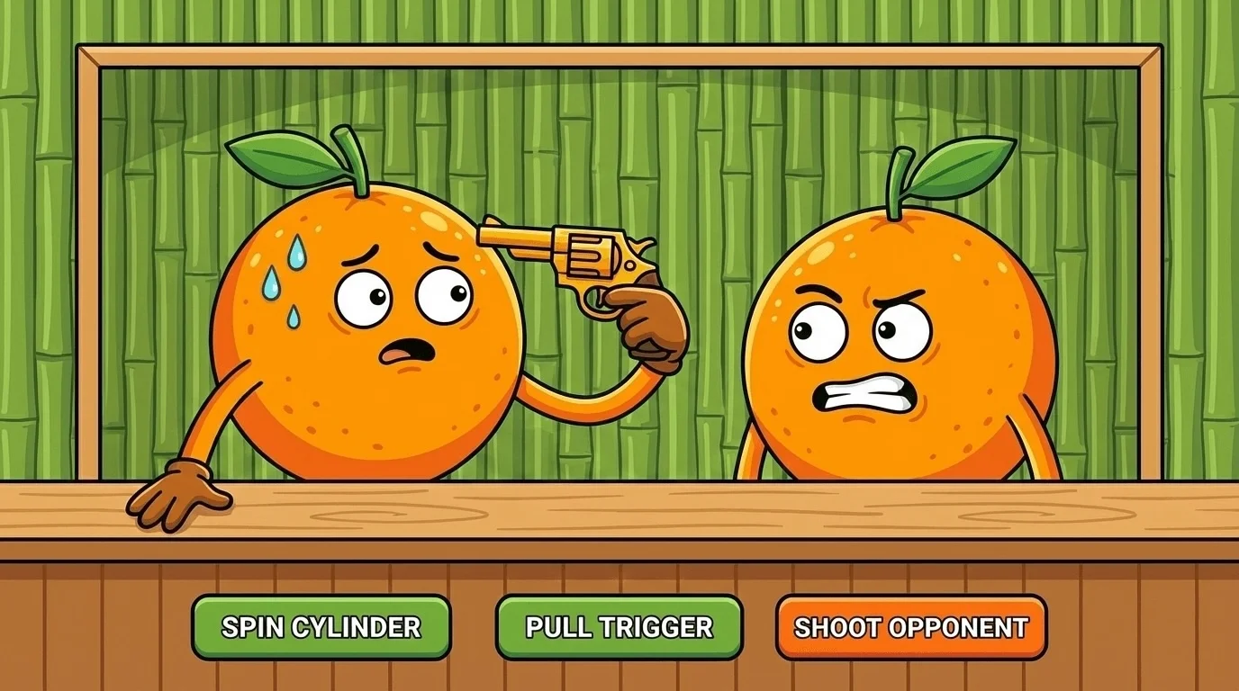 Orange Roulette Game Screenshot - Russian Roulette with Anthropomorphic Oranges